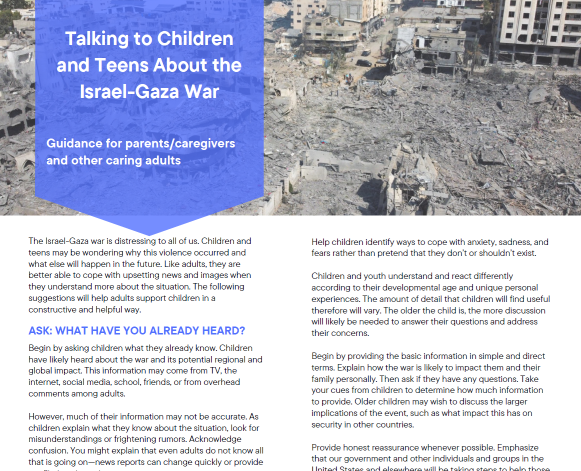 Talking to Youth Israel-Gaza War